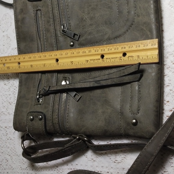 2 FOR $15. BUNDLE Bag Greyish, greenish black with silver studs & zippers - Picture 5 of 6